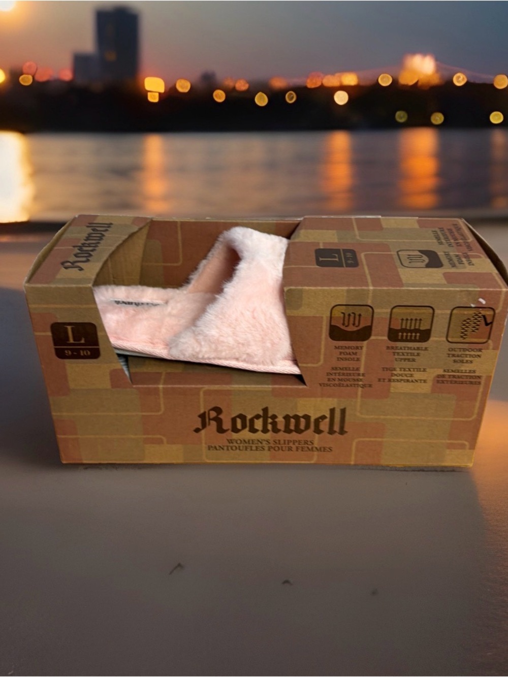 Rockwell Women's Size L (9-10) Memory Foam Faux-Fur Slippers. Pink. New in Box